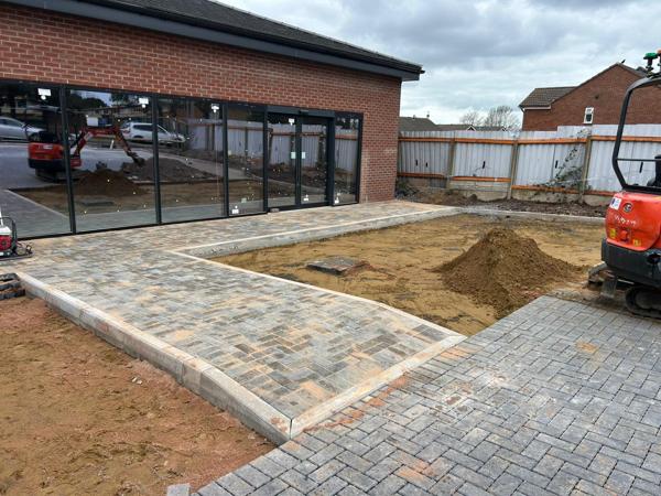 Block paving and kerbing to a commercial site