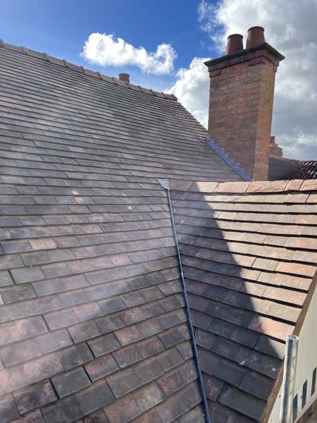 Re-roofed slopes with lead valley and chimney – Staff4dshire Roofing Specialists