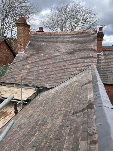 Re-roof and lead-dressed abutment – Staff4dshire Roofing Specialists