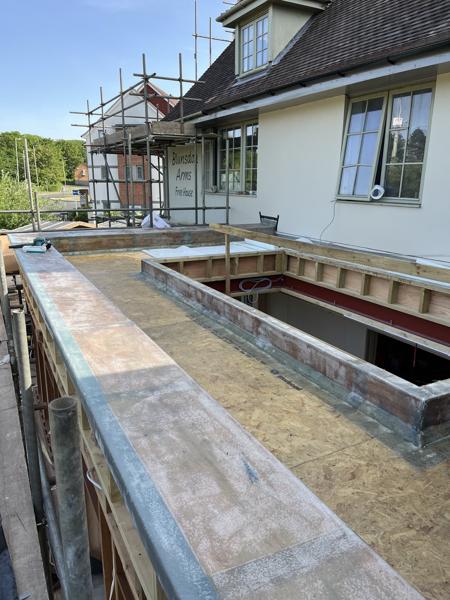 New flat roof deck boarded ready for GRP – Staff4dshire Roofing Specialists