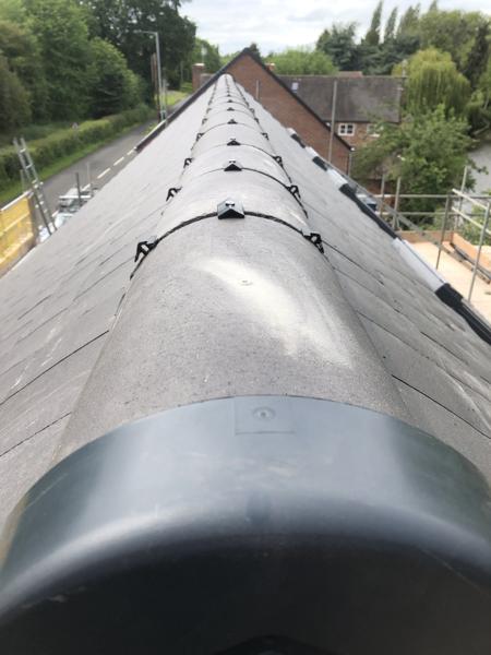 Ridge detail on a new tiled roof – Staff4dshire Roofing Specialists