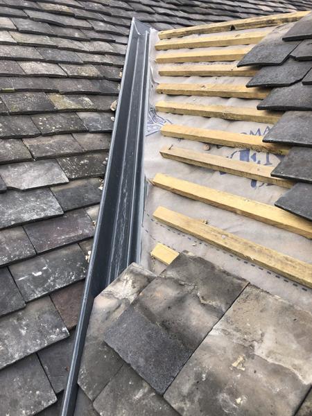 Re-roof with lead valleys and chimney flashings – Staff4dshire Roofing Specialists
