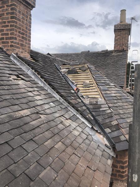 Re-roof with lead valleys and chimney flashings – Staff4dshire Roofing Specialists